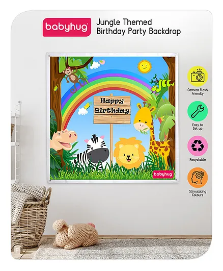Babyhug Jungle Themed Birthday Party Backdrop - Height 121 cm