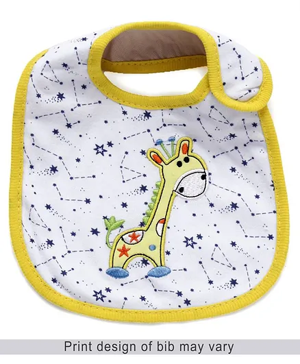 Babyhug Knitted Velcro Bib Giraffe Print - Yellow