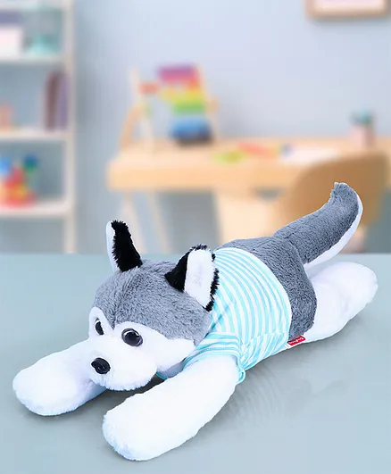 Babyhug Sleeping Husky Dog Soft Toy Multicolor - Length 55 cm