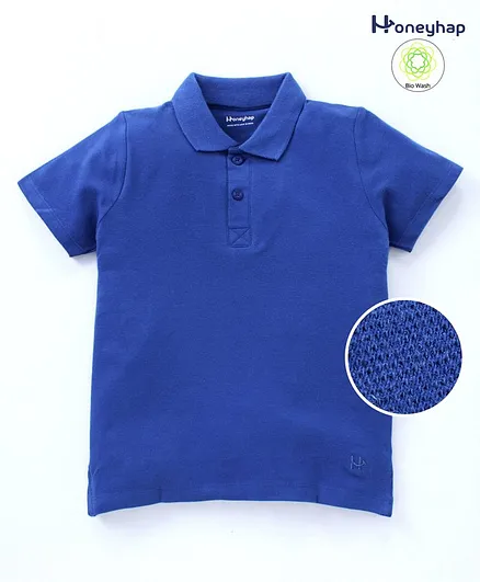 Honeyhap Half Sleeves Cotton Stretch Polo Tee With Silvadur Antimicrobial Finish - Navy Blue