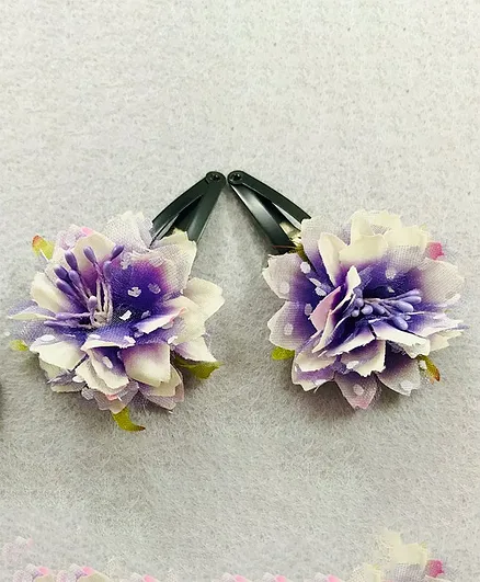 Kalacaree Designer Flower Hair Clip - Purple