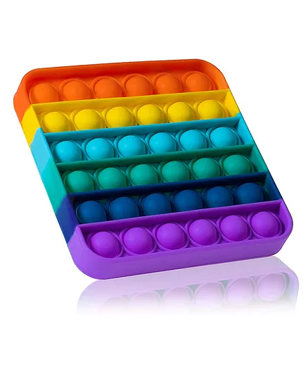 FunBlast Square Shape Pop Bubble Stress Relieving Silicone Pop It Fidget Toy - Multicolor