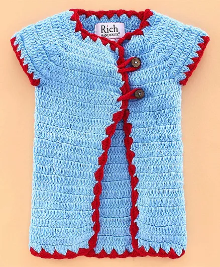 Richhandknits Half Sleeves Woollen Dress - Blue