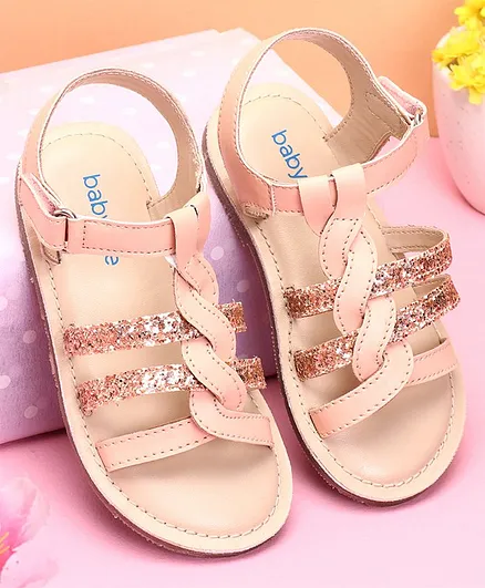 Babyoye Party Wear Shimmer Sandals - Peach