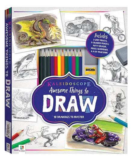 Hinkler Kaleidoscope Awesome Things to Draw Colouring Kit - Multicolour