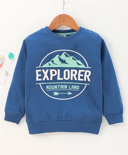 Lazy Bones Full Sleeves Sweatshirt Explorer Print - Light Blue