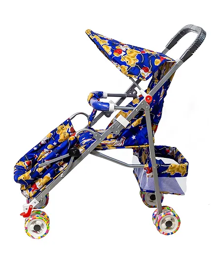 MAANIT Stroller With Spacious Storage Basket & Leg Rest - Blue