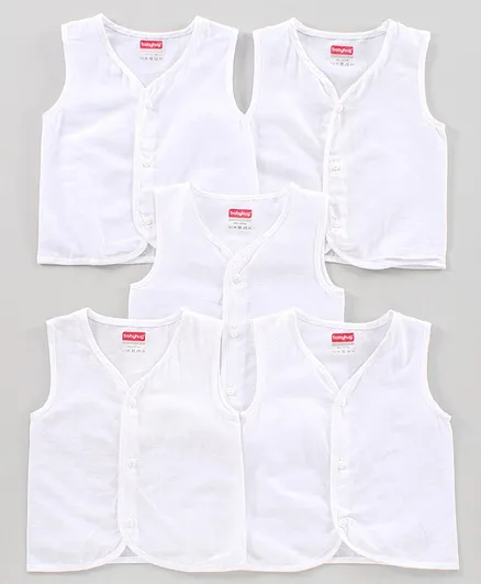 Babyhug 100% Cotton Sleeveless Jhabla Pack of 5 - White