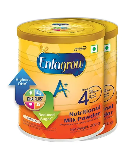 Enfagrow A- Nutritional Milk Powder Health Drink for Children (3- years), Vanilla 400g - Pack of 2
