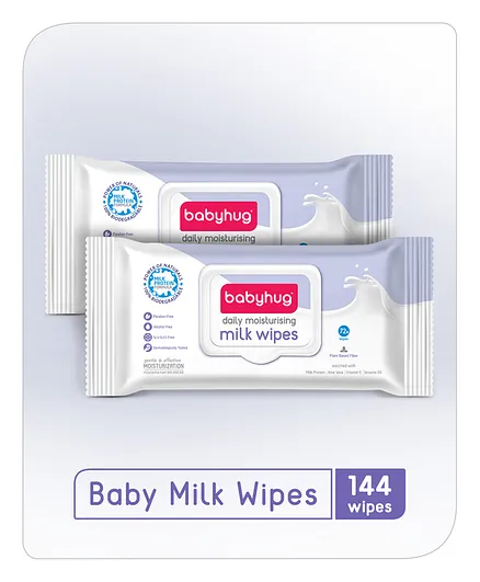 Babyhug Daily Rich Moisturising Milk Wipes  72 Pieces - Pack of 2