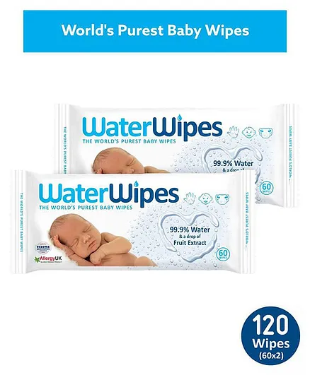 WaterWipes Baby Wipes - 60 Pieces (Pack of 2)