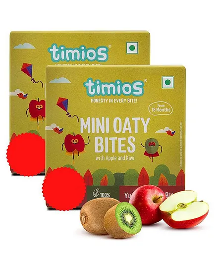 Timios Mini Oaty Bites Apple And Kiwi 120 gm - Pack of 2