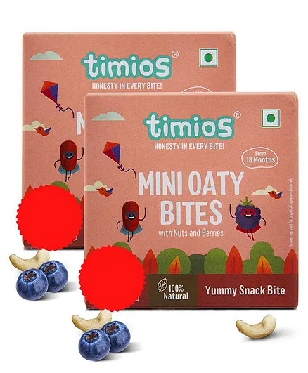 Timios Mini Oaty Bites Nut Berries 120 gm - Pack of 2