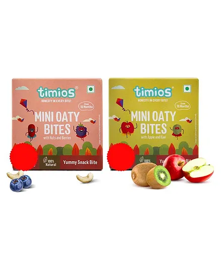 Timios Mini Oaty Bites Apple And Kiwi - 120 gm & Timios Mini Oaty Bites Nut Berries  - 120 gm