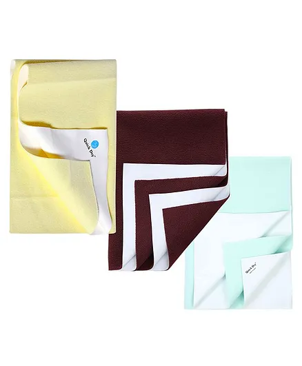 Quick Dry Bed Protector Sheet Set of 3-Large (Yellow,Maroon,Sea Green)