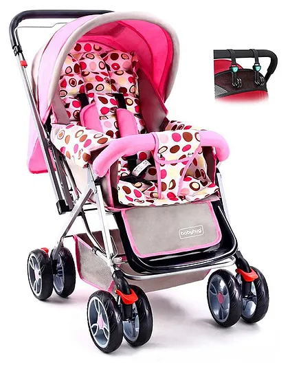 Babyhug Comfy Ride Stroller With Reversible Handle - Pink