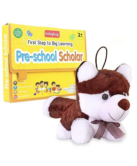 Babyhug First Step to Big Learning Pre-school Scholar Books Set of 10 combo with Fox Soft Toy