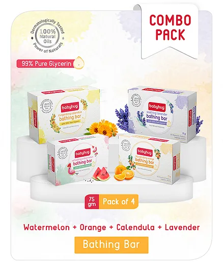 Babyhug Glycerin Soap Orange, Watermelon, Calendula & Lavender - Pack of 4