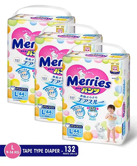 Merries Pant Style Diapers Large - 44 Pieces - (Pack of 3)