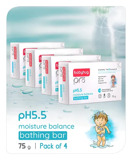 Babyhug Pro pH 5.5 Moisture Balance Bathing Bar - 75 gm (Pack of 4)