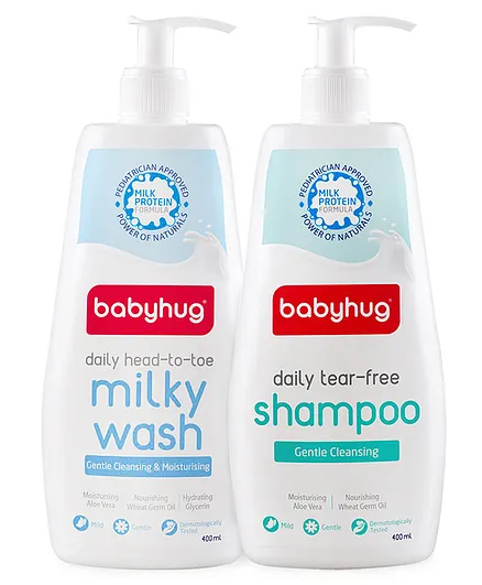 Babyhug Daily Head To Toe Milky Wash - 400 ml & Babyhug Daily Tear Free Shampoo - 400 ml