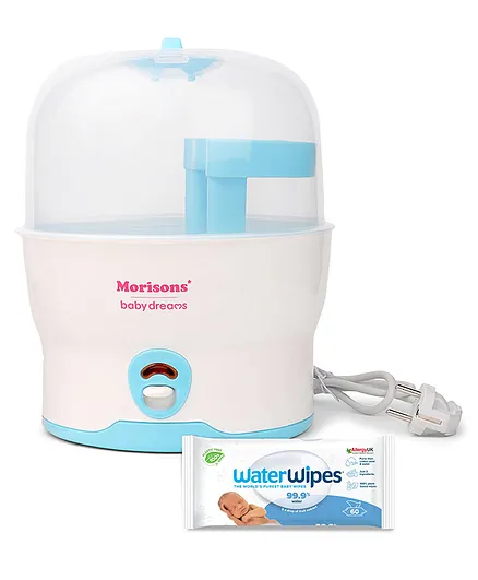 Morisons Baby Dreams Quick Electric Sterilizer - 6 bottles and WaterWipes Worlds Purest Baby Wipes - 60 Pieces