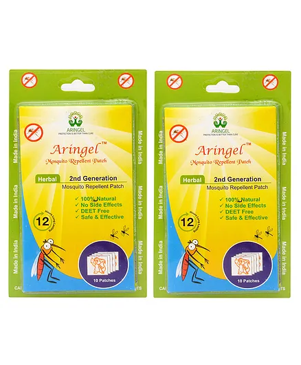 Aringel Second Generation Herbal Mosquito Repellent Patch - 10 Patches (Pack of 2)