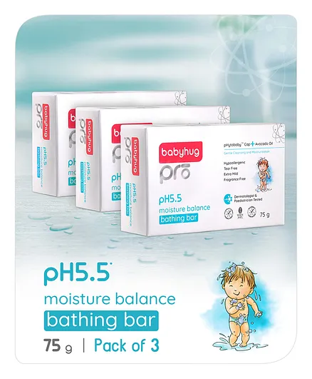 Babyhug Pro pH 55 Moisture Balance Bathing Bar - 75 gm (Pack of 3)