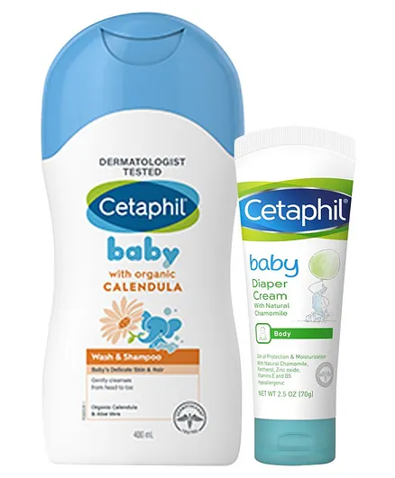 Cetaphil Baby Wash & Shampoo With Diaper Cream (400 ml - 70 gm)
