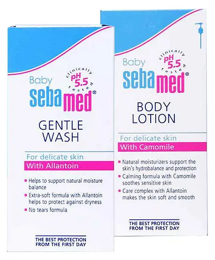 Sebamed Baby Lotion - 400 ml & Baby Gentle Wash - 400 ml (Packaging May Vary)