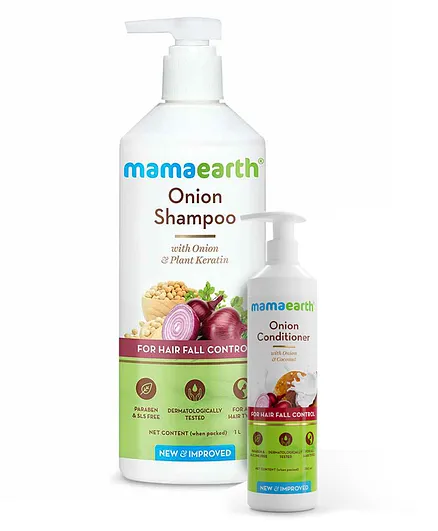 Mamaearth Onion Conditioner for Hair Growth & Hair Fall Control with Coconut Oil - 250 ml AND mamaearth Onion Hair Fall Shampoo with Onion Oil & Plant Keratin - 250 ml