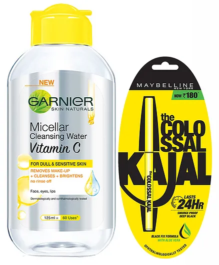 Garnier Skin Naturals Micellar Cleansing Water (125ml) & Maybelline New York Colossal Kajal Black (0.35g)
