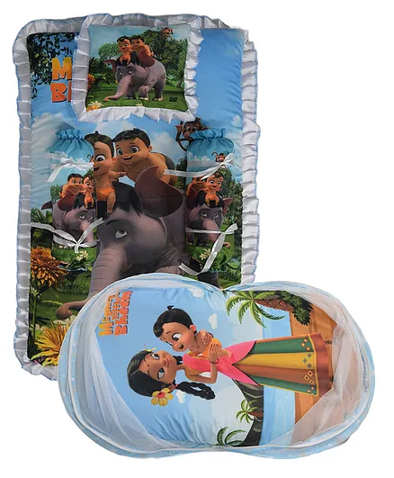 Chhota Bheem by BT Baby Bedding with Mosquito Net and Bedding Set Mighty Bheem Print - Multicolour