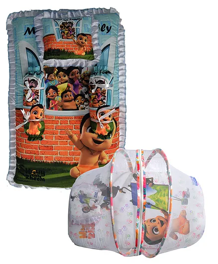 Chhota Bheem by BT Baby Bedding Set (Multicolour) and Baby Bedding with Mosquito Net (White Pink)