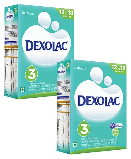 Dexolac Stage 3 Follow Up Infant Milk Formula Powder BIB Pack - 400 gm   (Pack of 2)