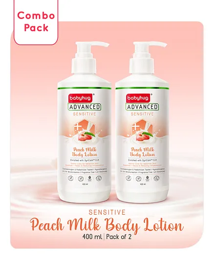 Babyhug Advanced Sensitive Peach Milk Baby Lotion - 400ml (Pack of 2)