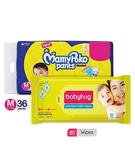 Buy Babyhug Premium Baby Wipes - 80 Pieces AND Mamy Poko Standard Pant ...