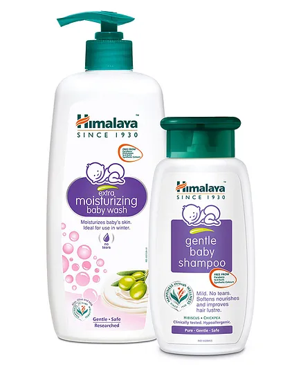 Himlaya Extra Moisturizing Baby Wash - 400ml & Gentle Baby Shampoo - 200 ml