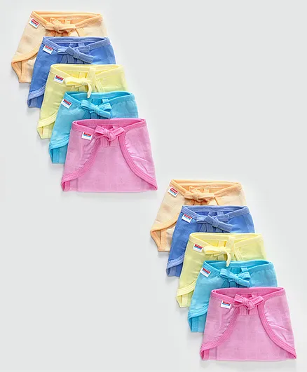 Babyhug U Shape Muslin Nappy Set Small Pack Of 5 - Multicolor (Combo Pack of 2)