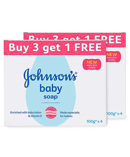 Johnson's baby Soap 100 gm Buy 3 Get 1 Free ( Pack of 2 )
