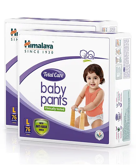 Himalaya Herbal Total Care Baby Pant Style Diapers Large - 76 Pieces(Pack of 2)
