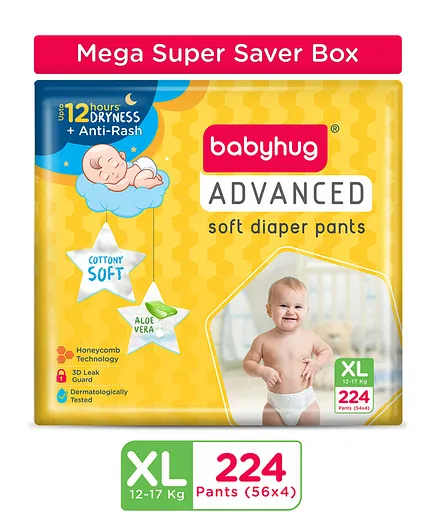 Babyhug Mega Super Saver Box of Advanced Pant Style Diapers XL - 224 Pieces