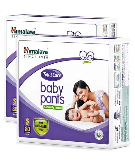Himalaya Herbal Total Care Baby Pant Style Diapers Small - 80 Pieces  ( Pack of 2 )