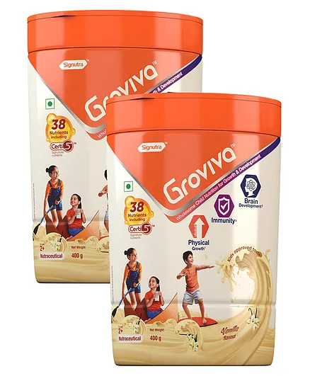 Groviva Child Nutrition Vanilla Flavour Supplement Jar - 400 gm (Pack of 2)