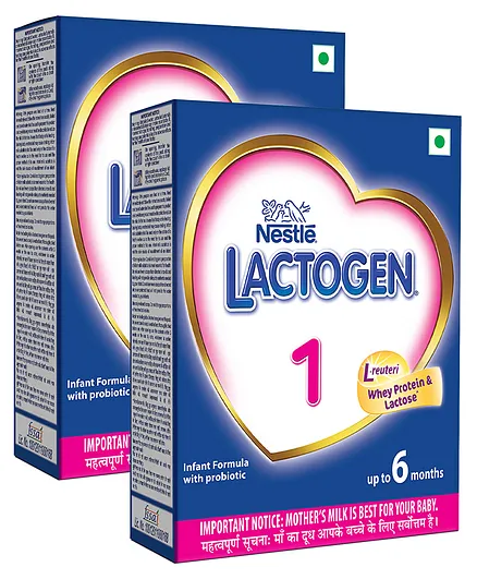 Nestle Lactogen 1 Infant Formula Powder Upto 6 Months Stage 1 400 gm Bib Pack(Pack of 2)