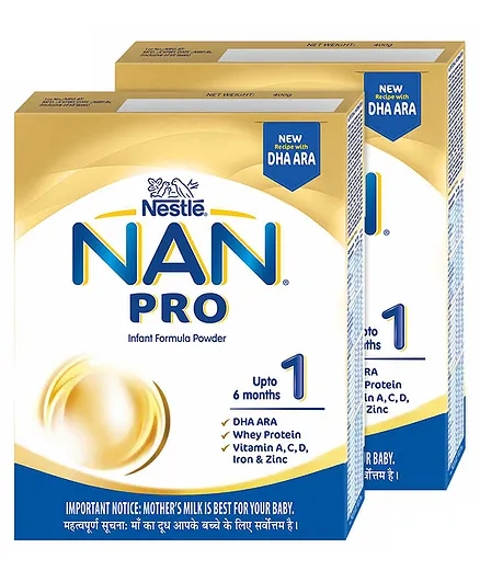 Nestle Nan Pro 1 Starter Infant Formula Powder - 400 g(Pack of 2)