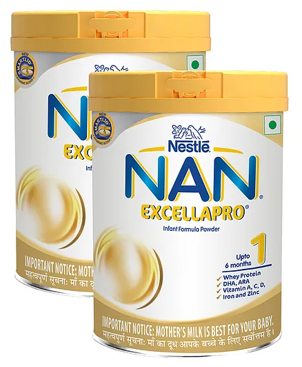 Buy Nestle Nan Excella Pro 1 Infant Formula Powder Upto 6 Months Stage 1 400g Tin Pack Pack Of 2 Online At Firstcry Com