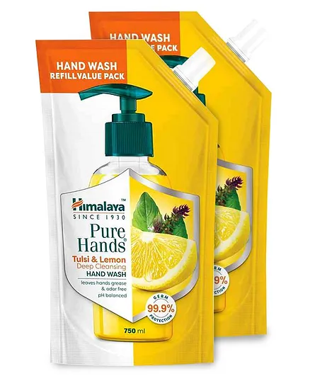 Himalaya Pure Hands Deep Cleansing Tulsi & Lemon Handwash Refill Pack - 750 ml Pack Of 2