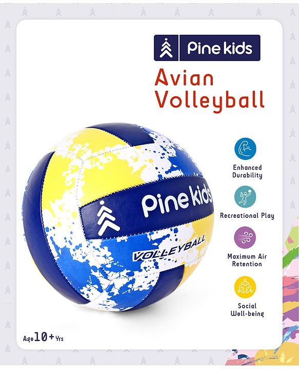 Pine Kids Volleyball for Kids | Outdoor Training Volleyball for Boys & Girls | Perfect for Playing | Birthday Gift | BIS Certified | Blue & Yellow