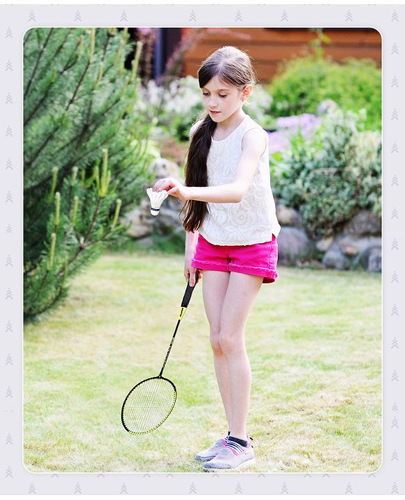 Pine Kids Badminton Set - Green & Black | Includes 2 Lightweight Rackets & 3 Shuttlecocks | Strong Frame, Easy Grip Handle | Perfect Outdoor/Indoor Sports Game for Kids.